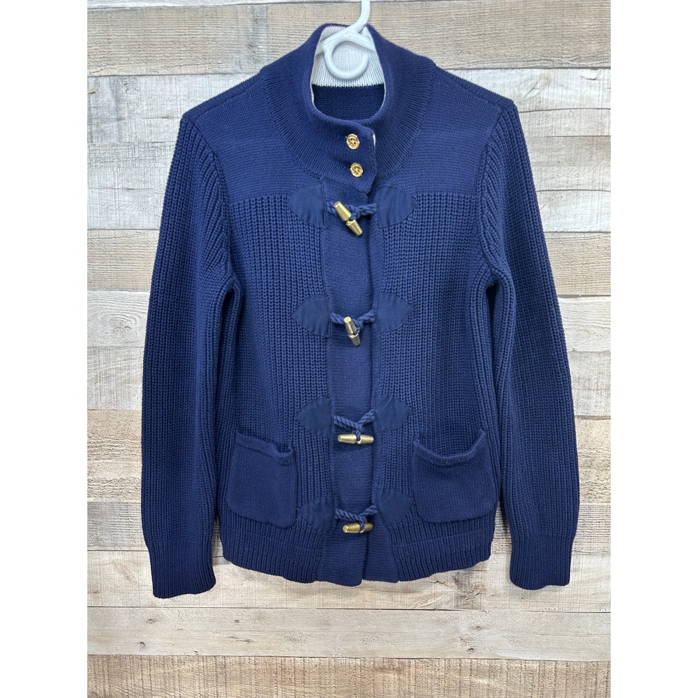 Vintage Ralph Lauren Navy Blue Knit Toggle Cardigan‎ Sweater Women's Medium